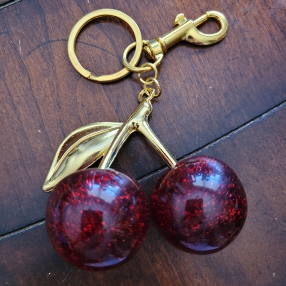 Cherry Gold and Red Bag Charm/Keychain - Picture 3 of 3